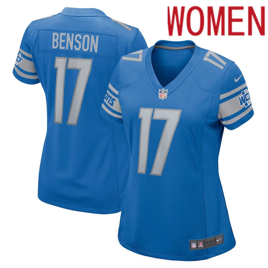 Women Detroit Lions #17 Trinity Benson Nike Blue Game NFL Jersey->women nfl jersey->Women Jersey